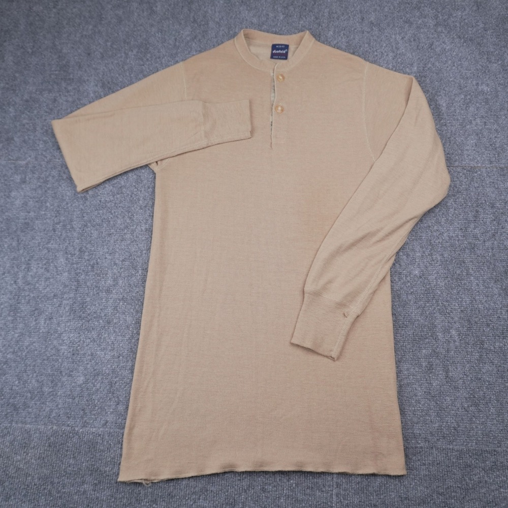 Vintage Duofold Thermal Henley Men M Tan Wool Blend Base Layer Made in USA - Picture 4 of 9